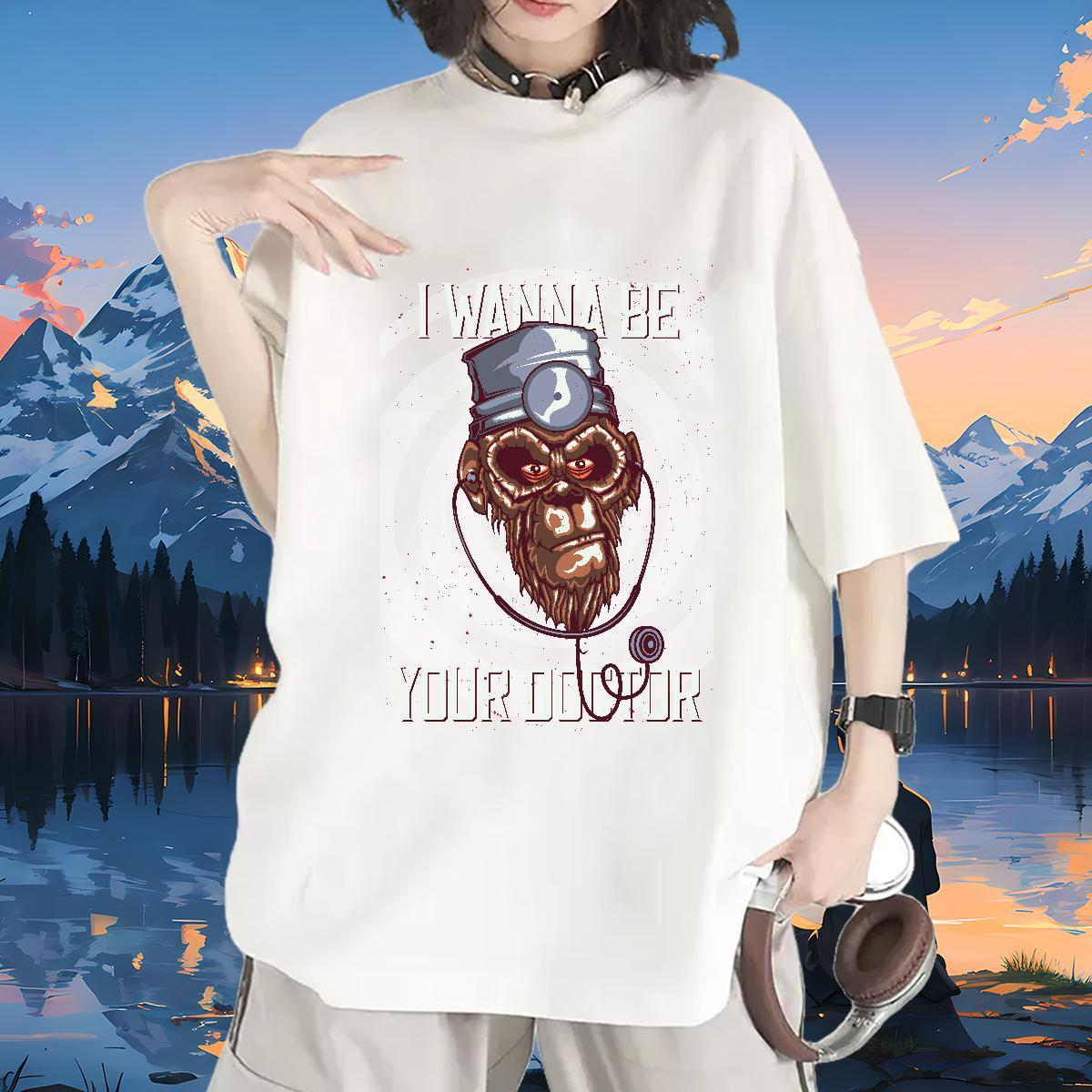 Factory Direct T-Shirts O-Neck Short Sleeve 230g Pure Cotton Couples T Shirts Plus Size Custom chimpanzee High Street Hip Hop Designer Tops