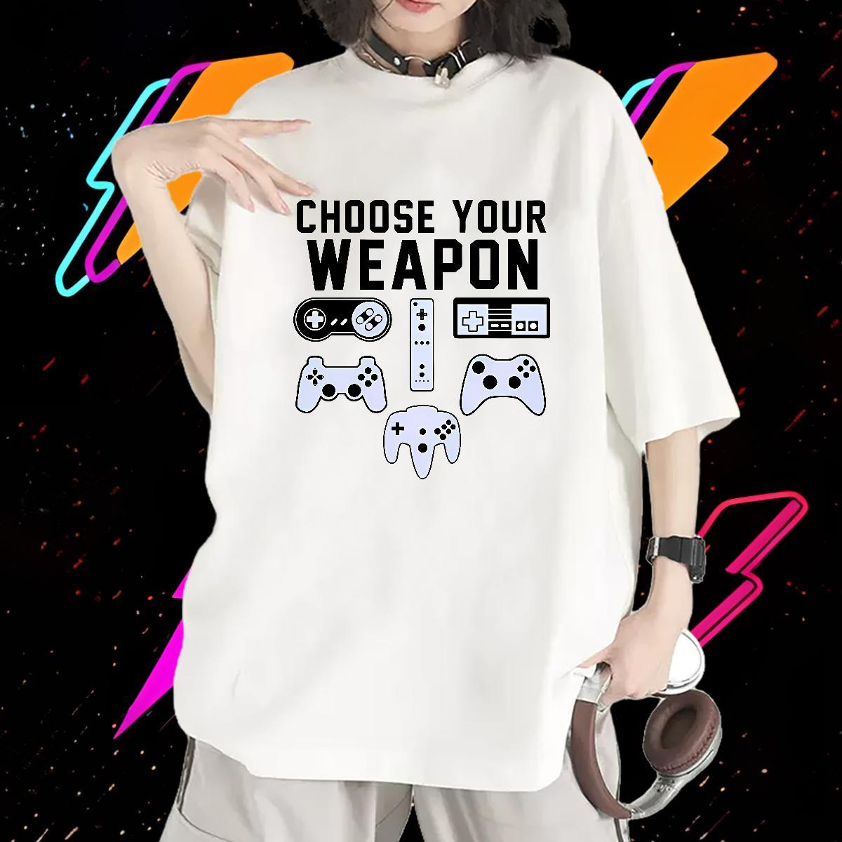 Soft Woman Tshirt 230g Pure Cotton amusement game Street Wear T-Shirts Breathable Short Sleeve Cartoon Print Top Shirts