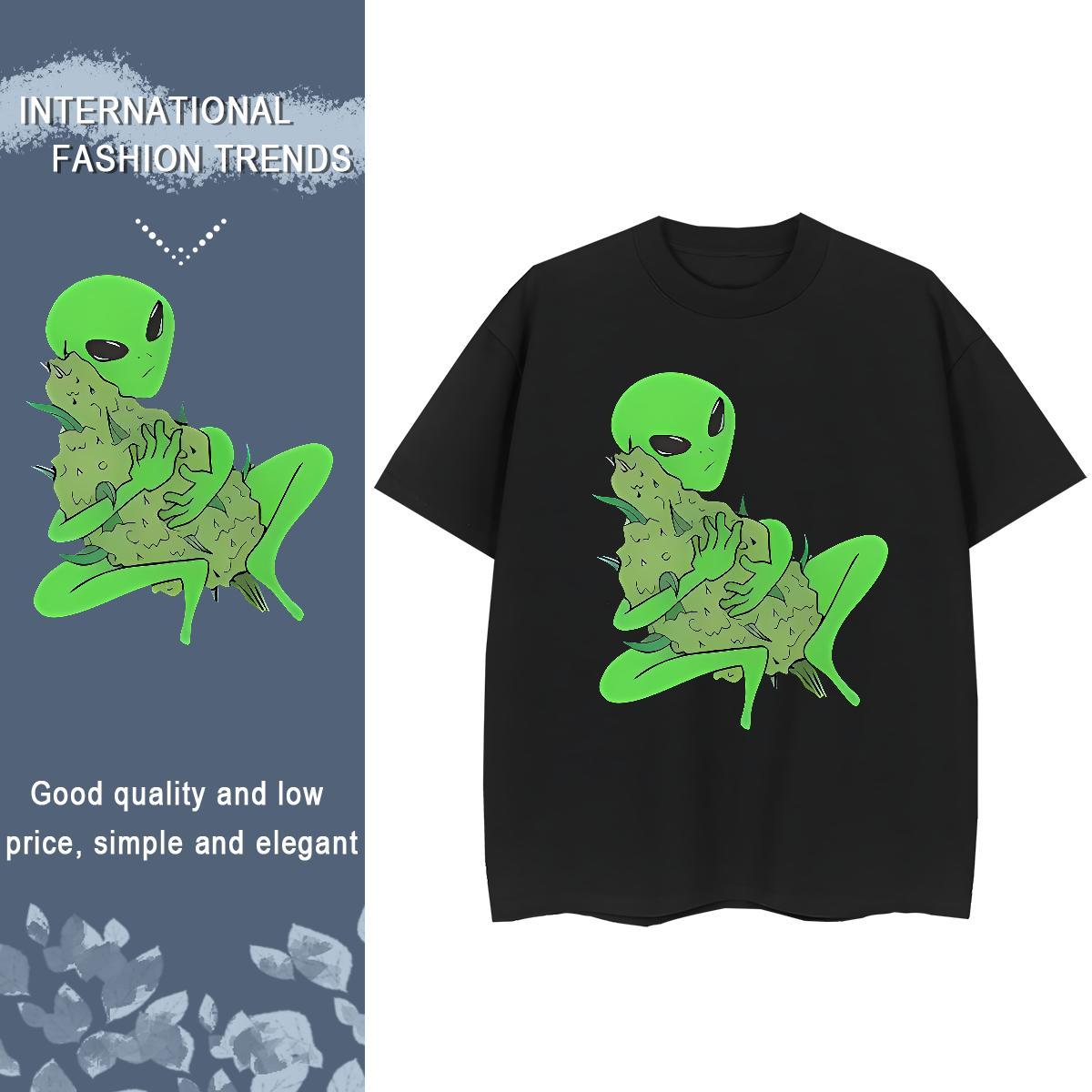 Customized extra-terrestrial Mens Tshirts 230g Cotton Men T Shirts Plus Size Custom Casual Beach Breathable Crew Neck Cool Design Clothes