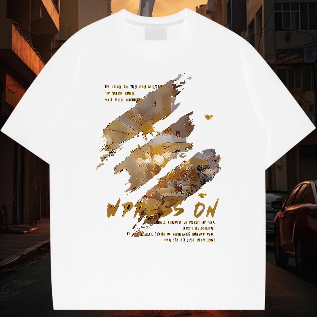 Classic Casual Mens Tshirts 230g Pure Cotton Outdoor painting Breathable Crew Neck T-Shirts for Men Cool Design White Plus Size Tees Shirts