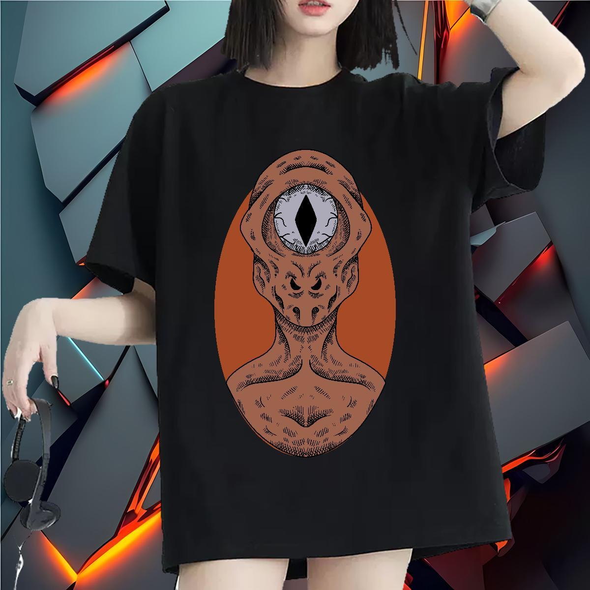 2024 Casual Women T Shirts O-Neck Short Sleeve 230g 100% Cotton Couples T Shirts Anime Print ET Beach Wholesale Tops Tees