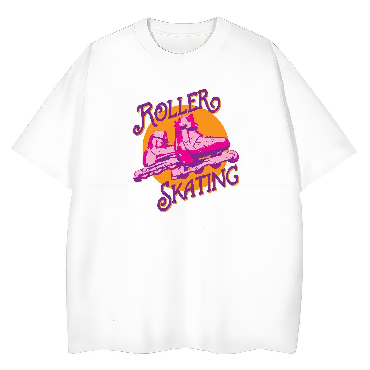 Unisex Woman Tshirt 230g 100% Cotton Roller skates Street Wear T-Shirts Comfortable White Plus Size Tee Shirt