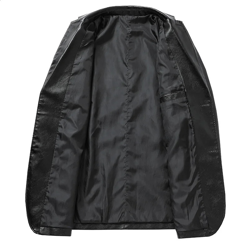 YJKVUR Plus Size Leather Blazer for Men Black Blue Casual Mens PU Faux Leather Jacket Waterproof Windproof Motorcycle Coats 240822