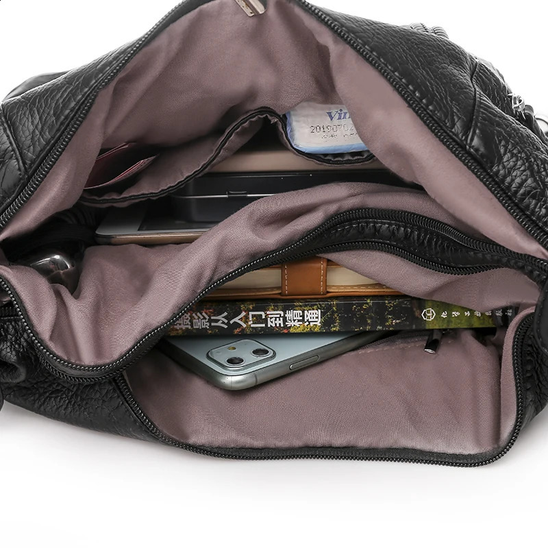 Women Leather Handbags Vintage Soft Large Capacity Casual Tote Bag High Quality Female Shoulder Bags Sac 240821