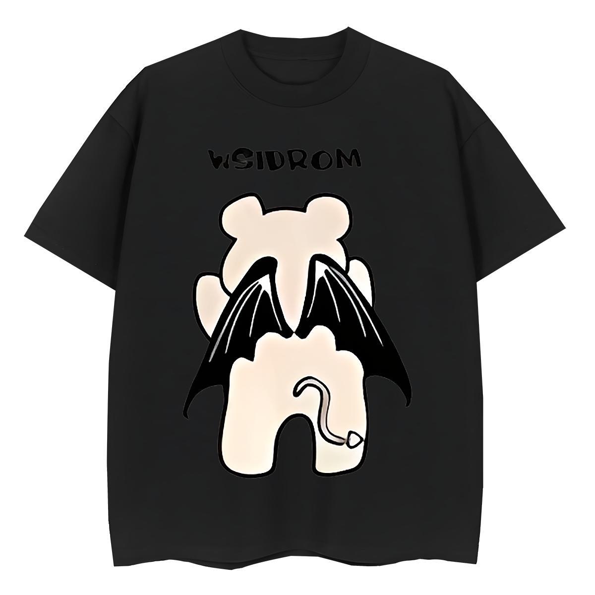 New T-Shirts Comfortable 230g Pure Cotton Lady T shirt Black Oversized bear Casual Sport Loose Tops Tees