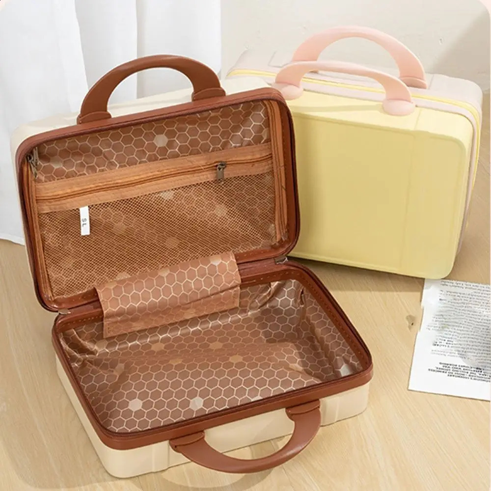 14 inch Mini Travel Suitcase Cosmetic Box Hand Luggage Organizer Case Small Boarding Case With Password Lock 240821
