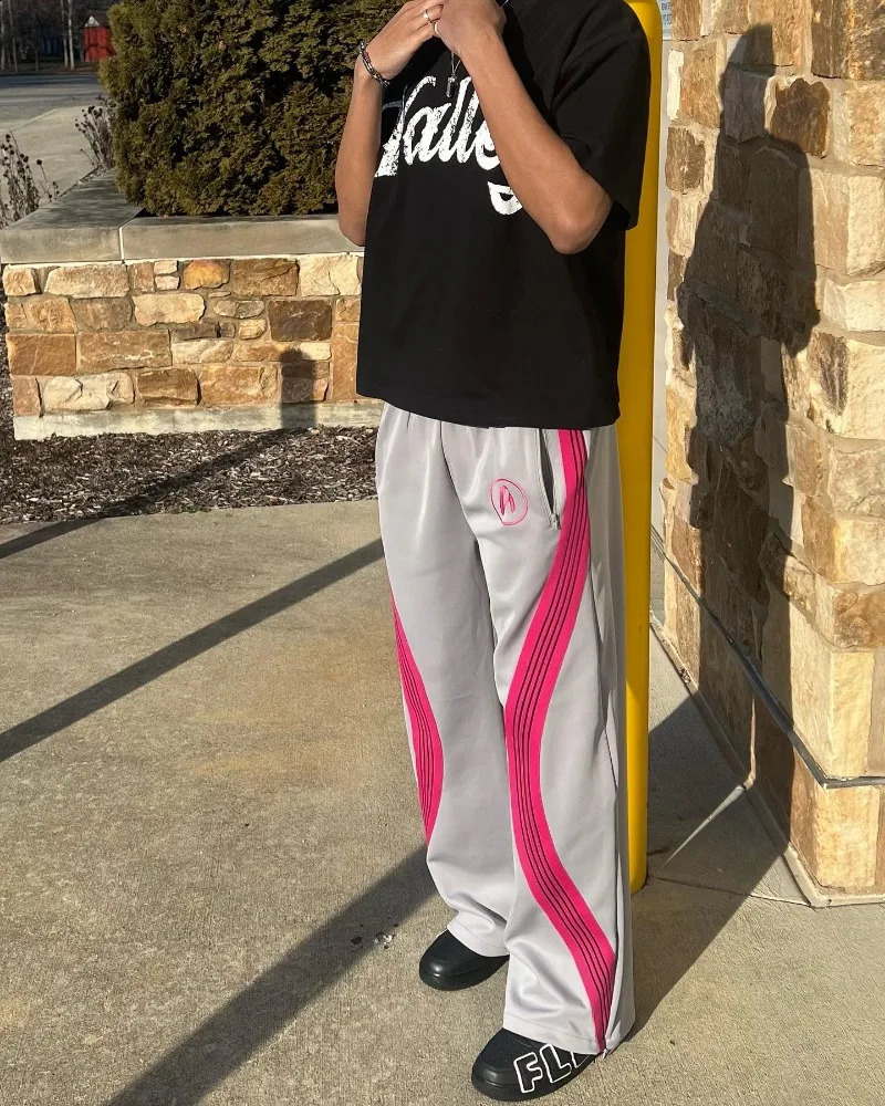 High street hip-hop side stripe stitching n straight pants for women y2k clothing 2000s casual niche simple sweatpants 240821