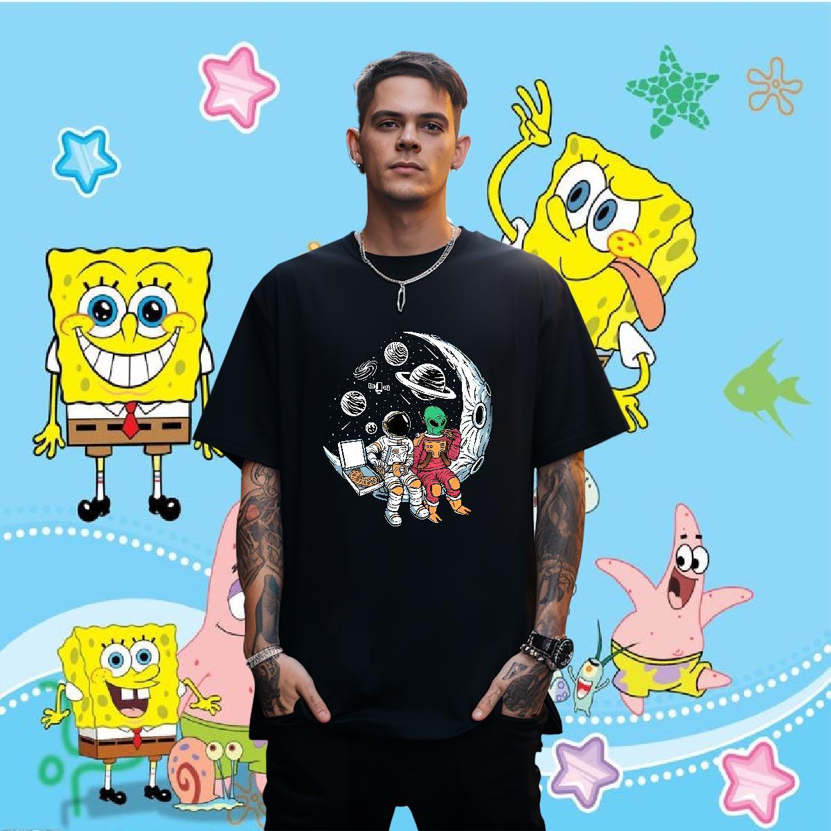 Factory Direct spaceman Men Tees 230g 100% Cotton Mens T Shirts White Plus Size Hip Hop Pure Cotton TOP Quality Clothings