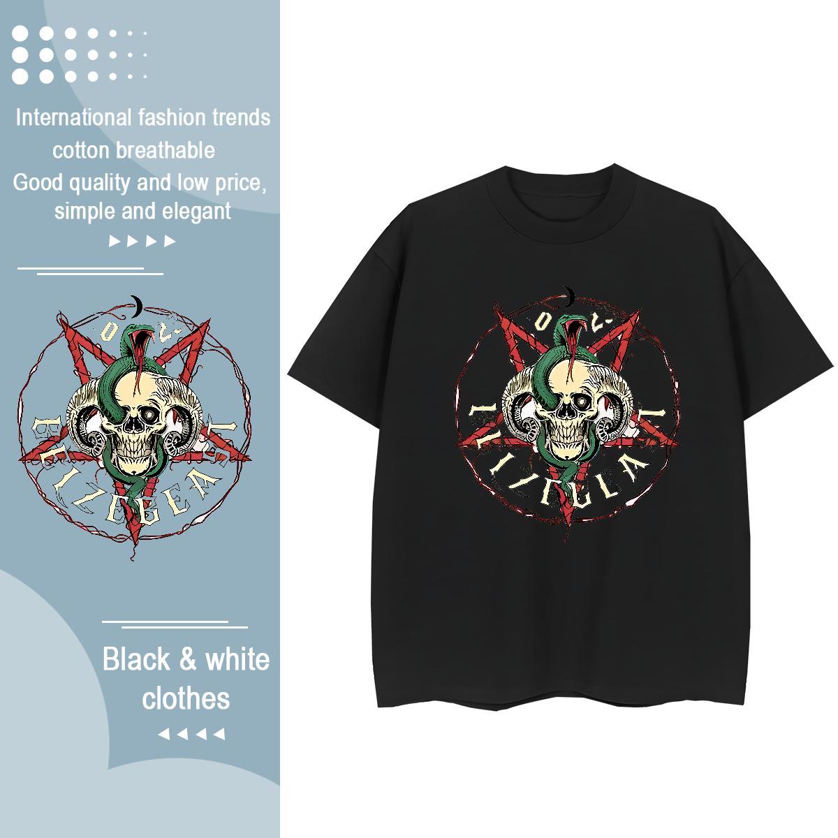 Classic Women T Shirts 230g Cotton Crew Neck Hip Hop Street skull Womens Tshirts Loose DIY Logo Clothings