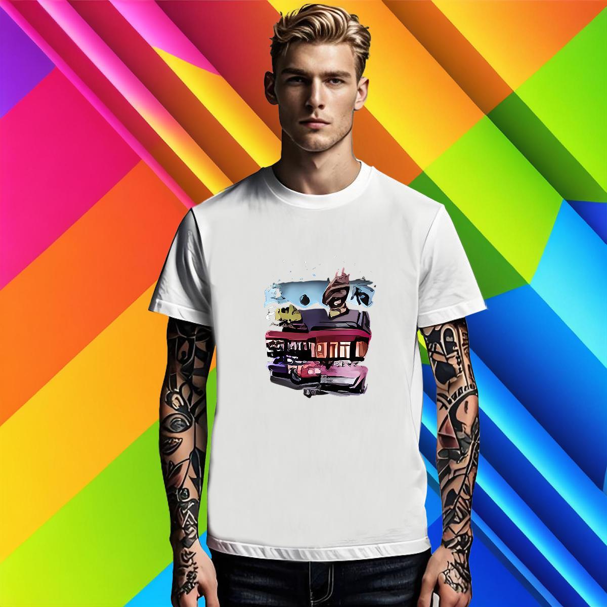 Soft Men Tees Casual Daily Wear 100% Cotton 230g Anime Breathable Short Sleeve car T-Shirts Fashion New Tops Shirt