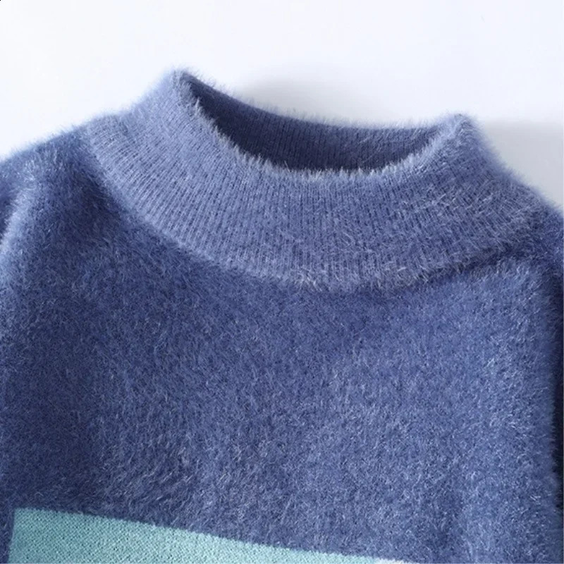 Winter Mens Korean Fit Trendy Solid Color Pullover Sweater 240821
