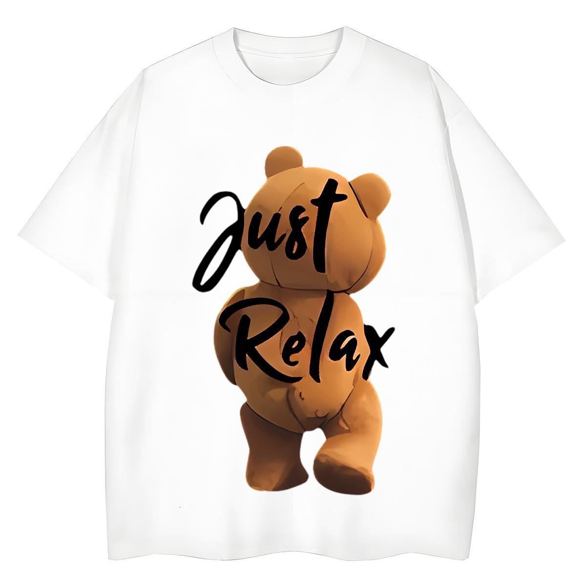 New Arrival Women T Shirts Breathable 100% Cotton 230g Tshirt for Man Woman DIY Anime bear Hip Hop Street Lady Top Shirts