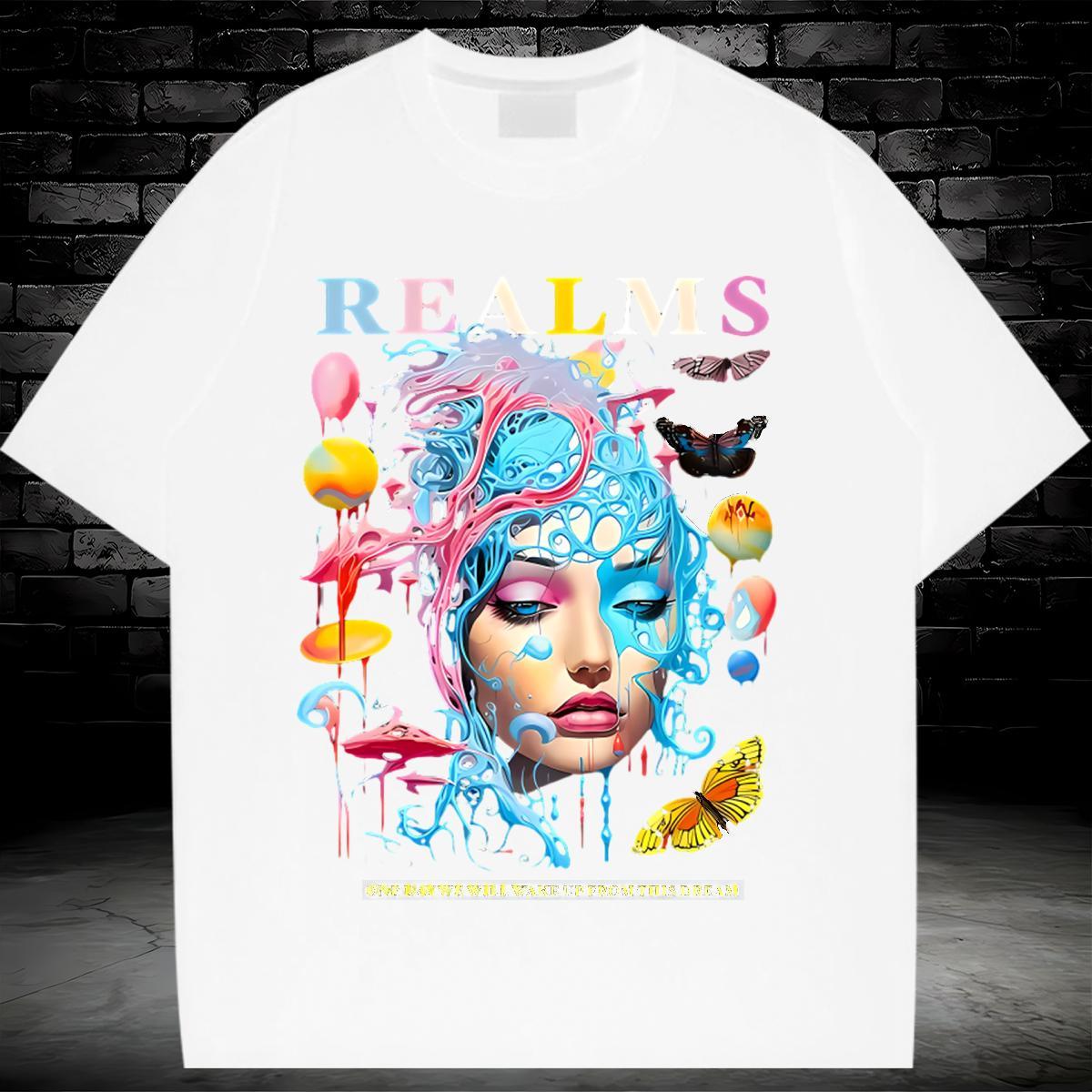 DIY T Shirts Women 100% Cotton 230g Crew Neck Breathable Casual Daily Wear women Unisex Tshirts Nice Cartoon Print Clothes Shirt