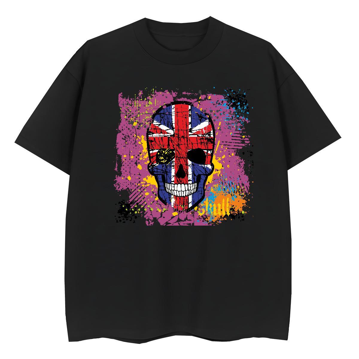 Fashion New Women T Shirts 230g Cotton Breathable Crew Neck Daily Outfit skull Women Tees Female Oversized L-4XL Top Shirts