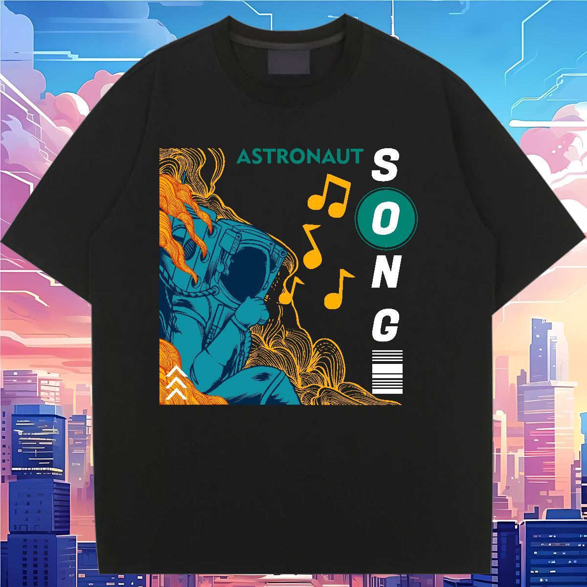 Popular Tshirt for Man Woman 230g Cotton cosmonaut Outdoor Woman T Shirts Breathable Crew Neck DIY Anime Tops Tees