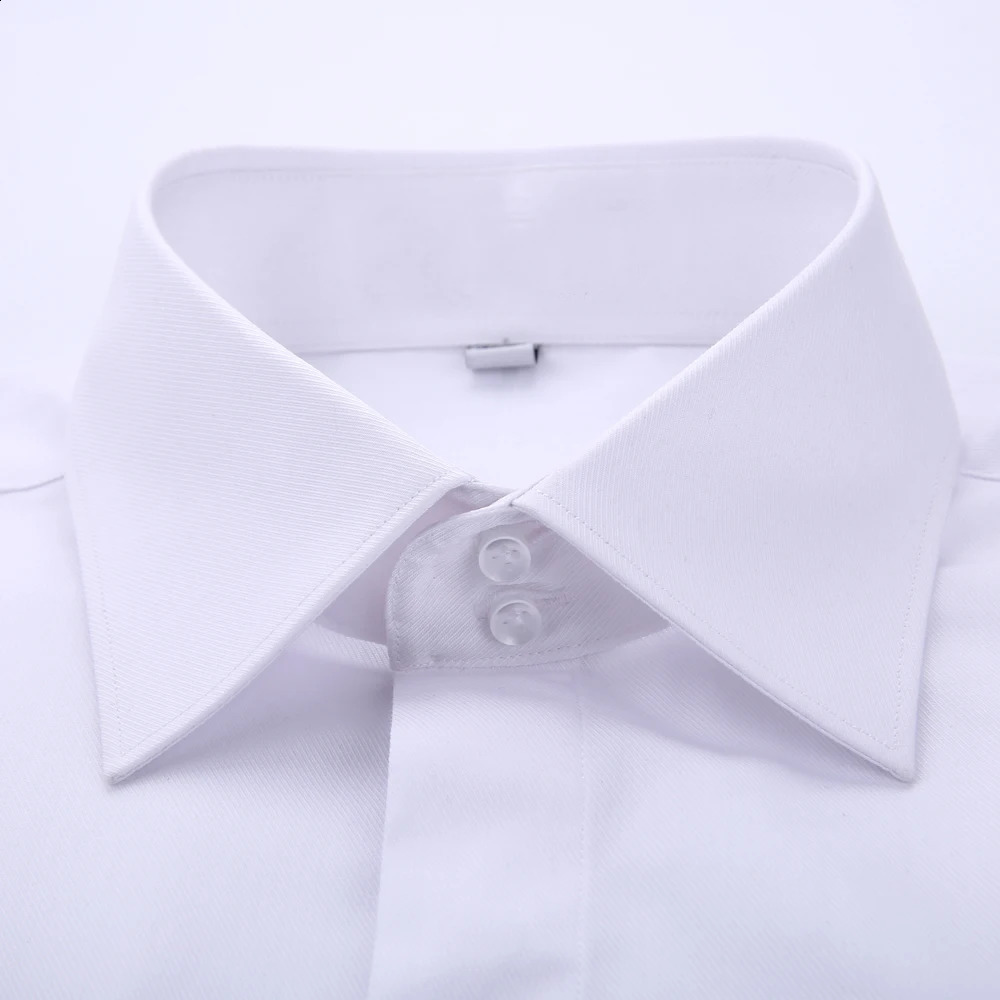 Mens Classic French Cuff Hidden Button Dress Shirt Long-sleeve Formal Business Standard-fit White Shirts Cufflinks Included 240822