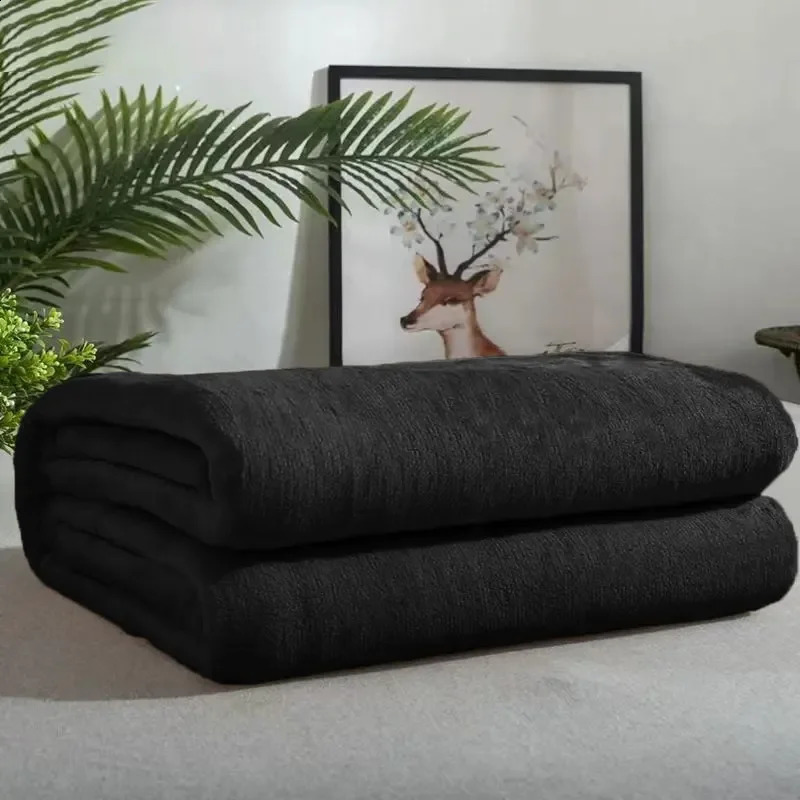 Fluffy Warm Super Soft Flannel Blanket Durable Office Bedspread Coral Fleece Solid Color Summer Blanket Thin Small 240822