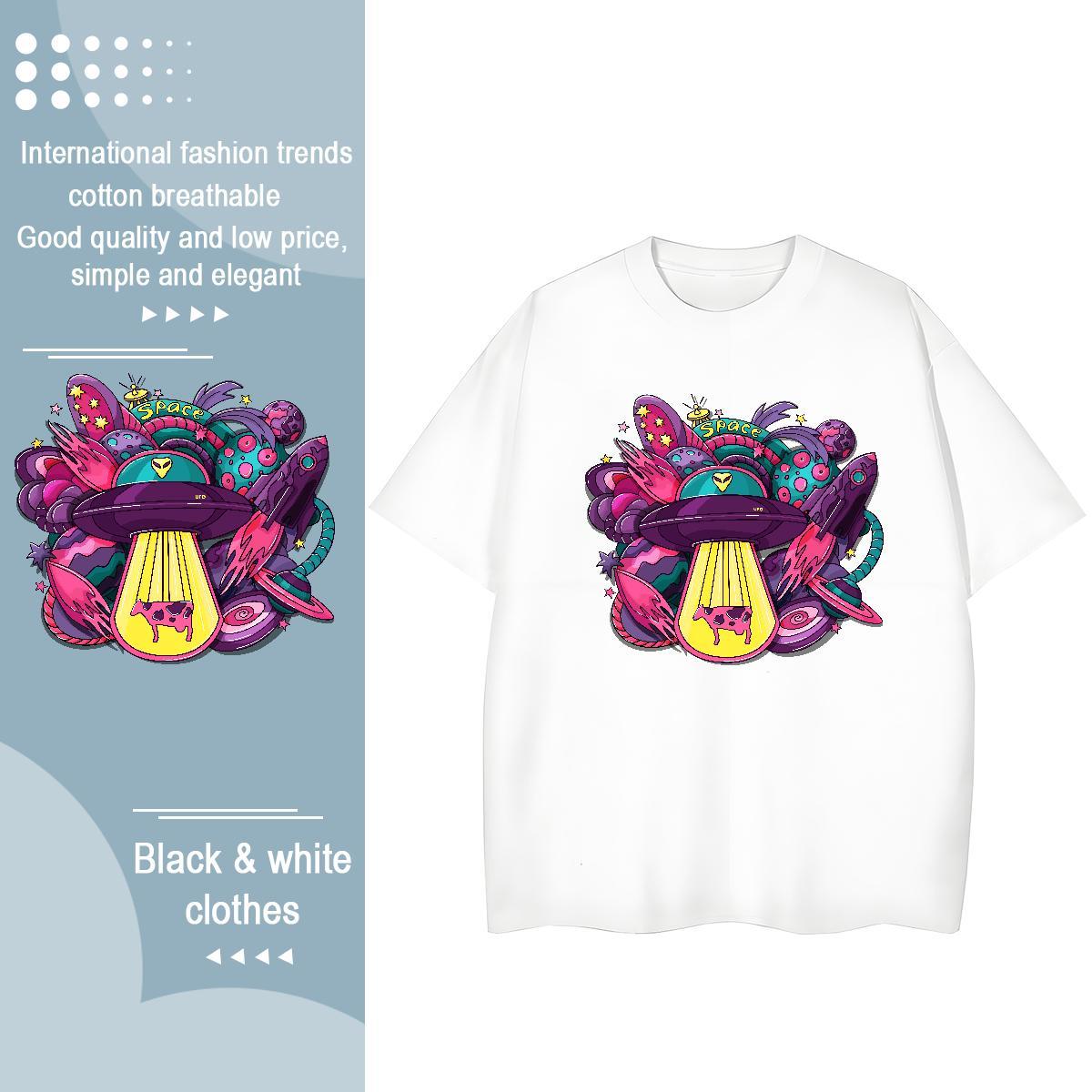 Fashion New T-Shirts for Women Comfortable 230g Cotton Woman Tshirt White Plus Size ET Casual Beach Female Tops