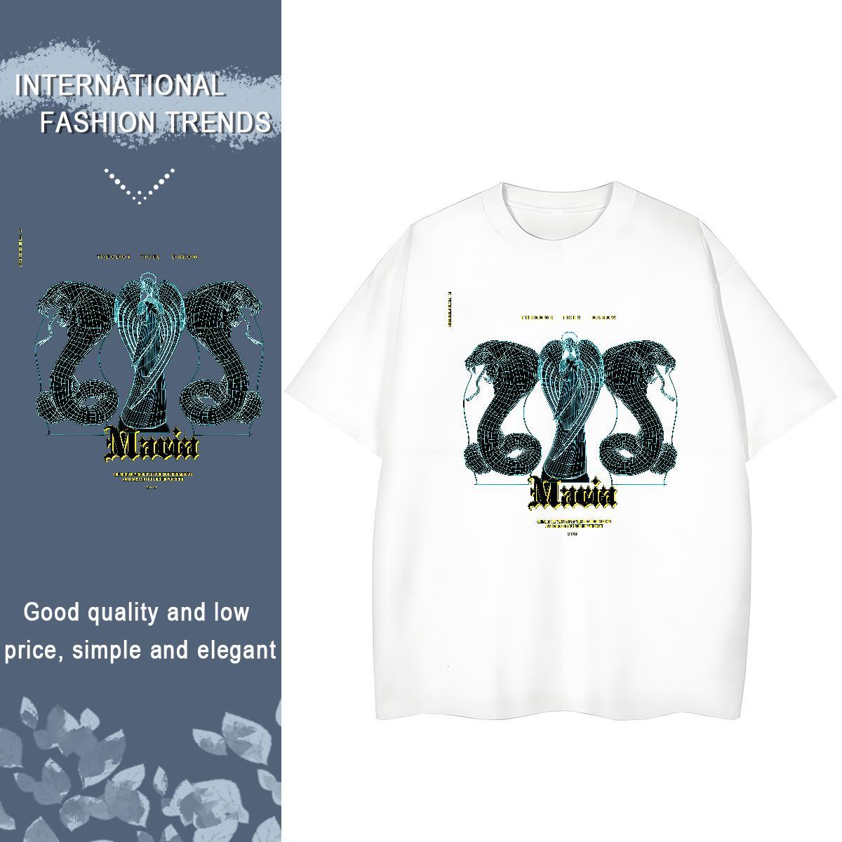 DIY T-Shirts for Women Breathable Short Sleeve 230g 100% Cotton Lady T shirt Custom Printing snake Street Wear Popular Top Tees
