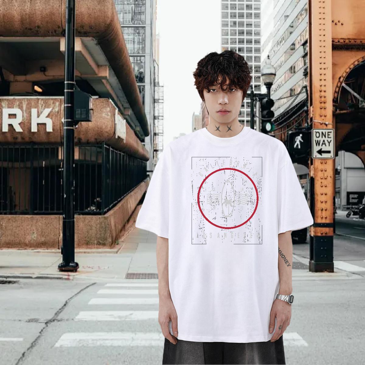 Customized Street Men Tees circle Short Sleeve O-Neck 230g 100% Cotton T shirt Soft Graphic Tops