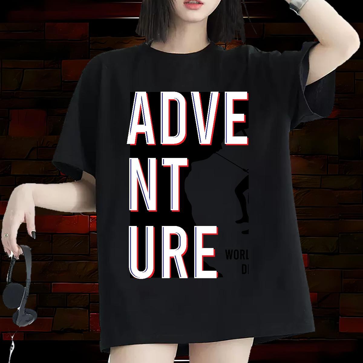 Nice Women Tees 230g Cotton letter Street Casual Women T Shirts Breathable Anime Print Clothes Shirt