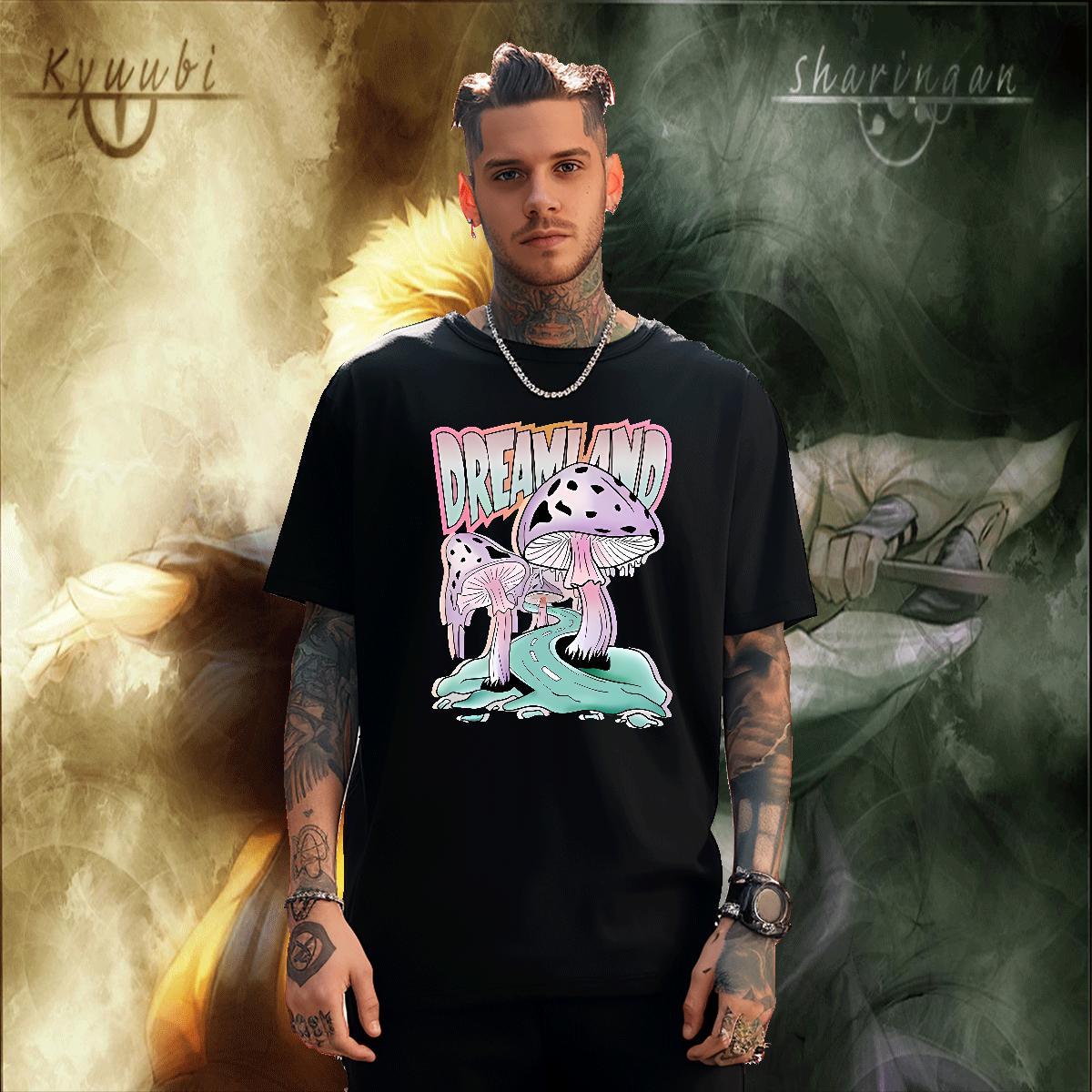 Classic mushroom Mens T Shirts Outdoor Men Tees 100% Cotton 230g 2024 Designer Short Sleeve O-Neck Cartoon Printing L-4XL Clothings