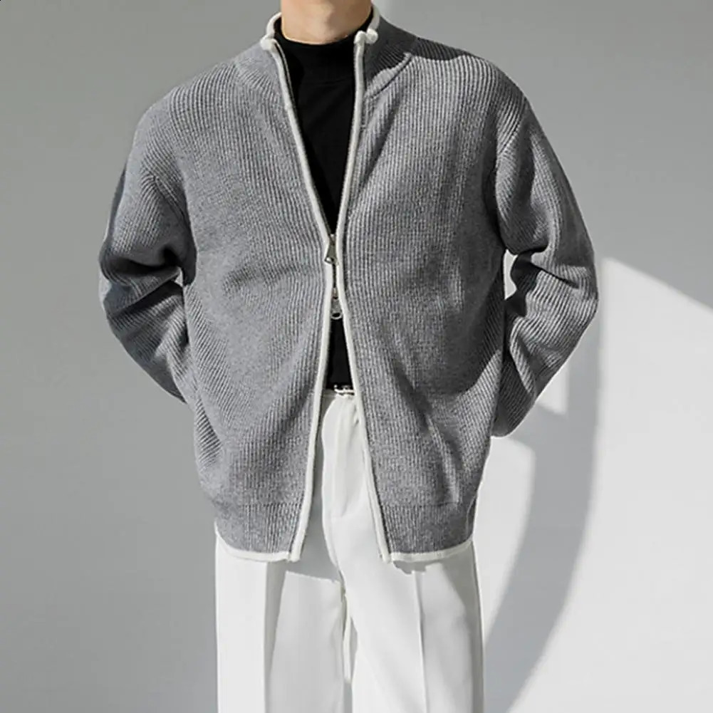 tricolor mens cardigans for the season fashionable knitted wool sweater 240821