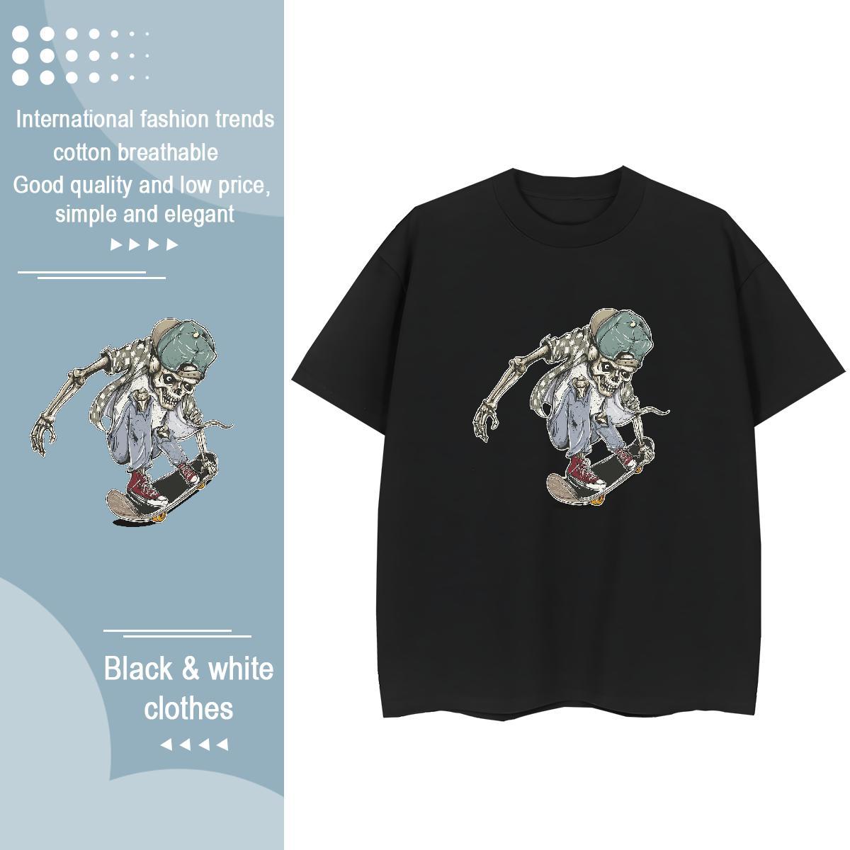 DIY T Shirts Women 230g 100% Cotton Breathable Soft Street skull Tshirt for Man Woman Loose fit DIY Anime Clothes