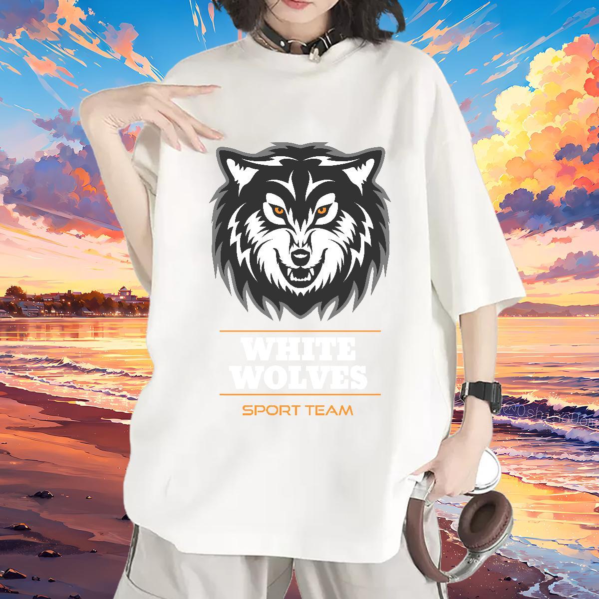 New Woman T Shirts Breathable 230g Cotton Lady T shirt Custom Printing wolf Sports Casual Unisex Tops Tees