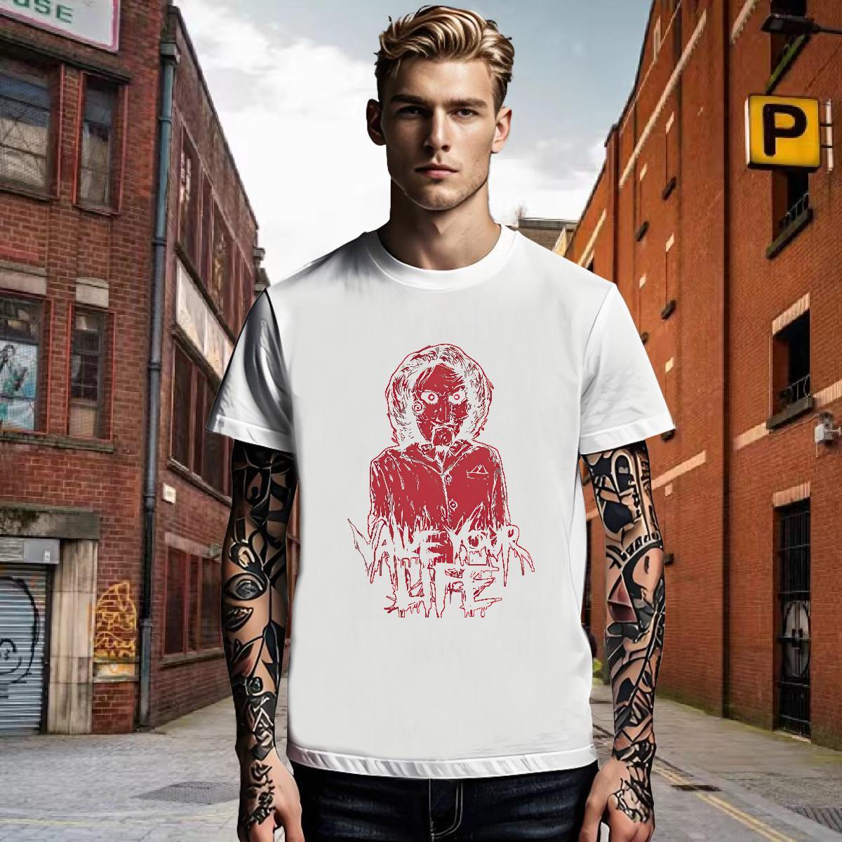 Factory Direct Men Tshirts 100% Cotton 230g Casual Beach skull Round Neck Short Sleeve T Shirts Men Loose Anime Tops
