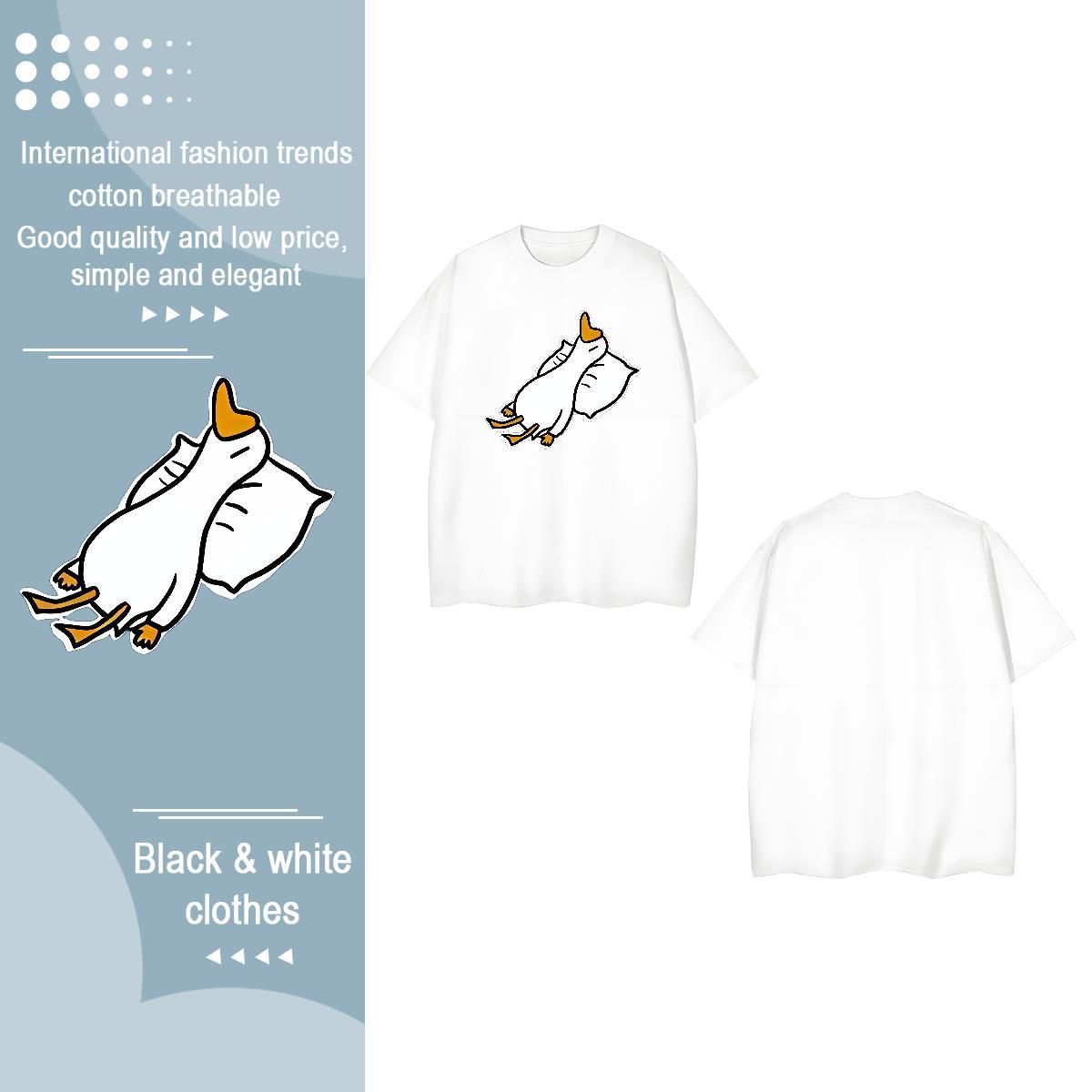 DIY T shirt Breathable Short Sleeve 100% Cotton 230g Lady T shirt Skull duck Street Unisex Clothes Shirt