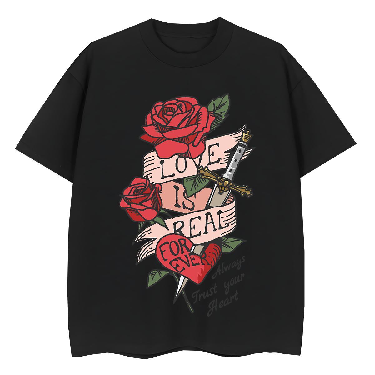 Fashion Casual Womens T Shirts Breathable Crew Neck 230g Cotton Lady T shirt Cartoon Printing L-4XL flower Spring Summer Unisex Polos