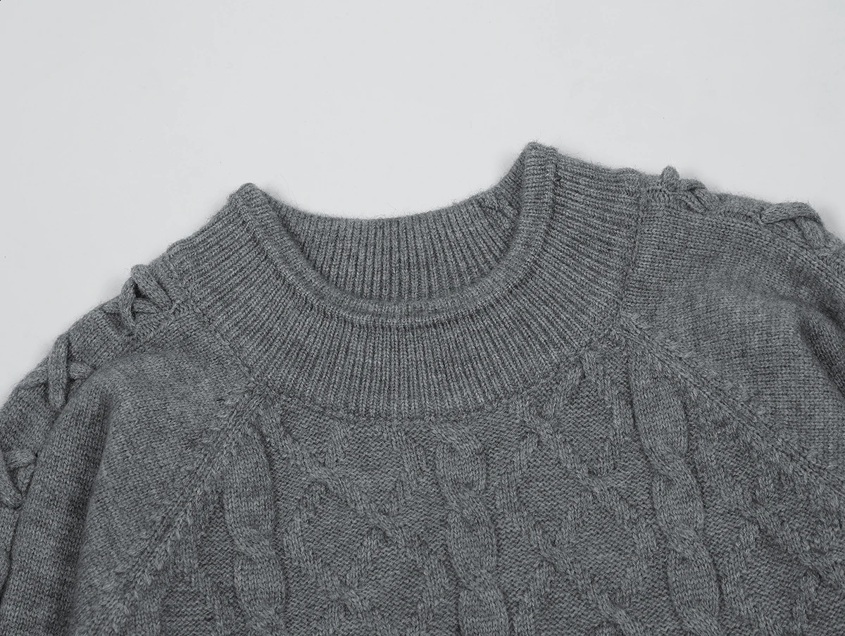 Pullover Knitted Sweaters for Men High Street Twist Jacquard Weave Women Crew Neck Casual Baggy Autumn Clothes Oversized 240821