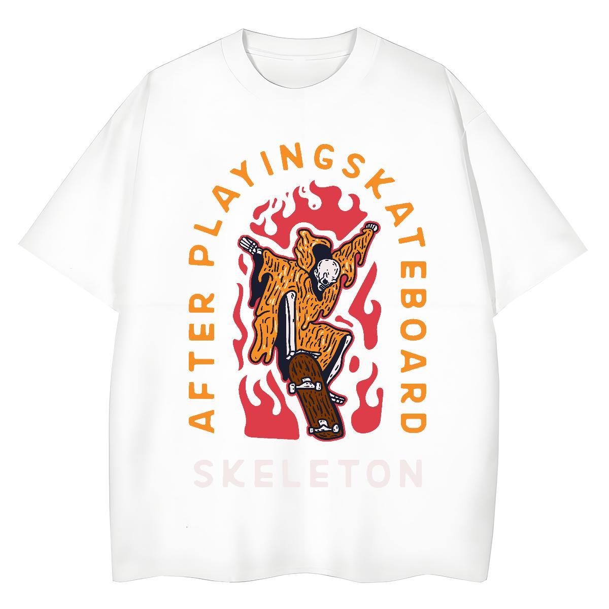 Stylist T-Shirts 230g 100% Cotton Comfortable Hip Hop Street skull Women Tees High quality Custom Print Oversized Polos