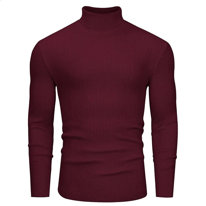 Mens Slim Fit Turtleneck Sweater Casual Twist Patterned Pullover Knitted Sweaters Autumn Long Sleeve Stripe Streetwear 240821