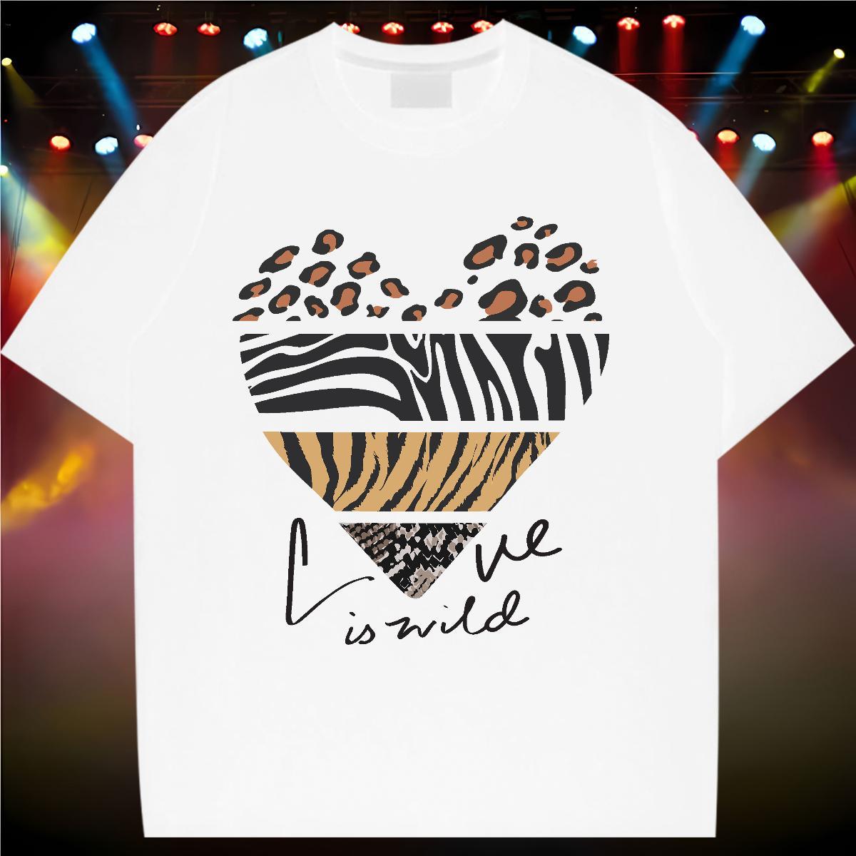 Designer Nice Tshirt for Man Woman 230g Pure Cotton heart Summer Casual T shirt Crew Neck Breathable Floral Print Clothes