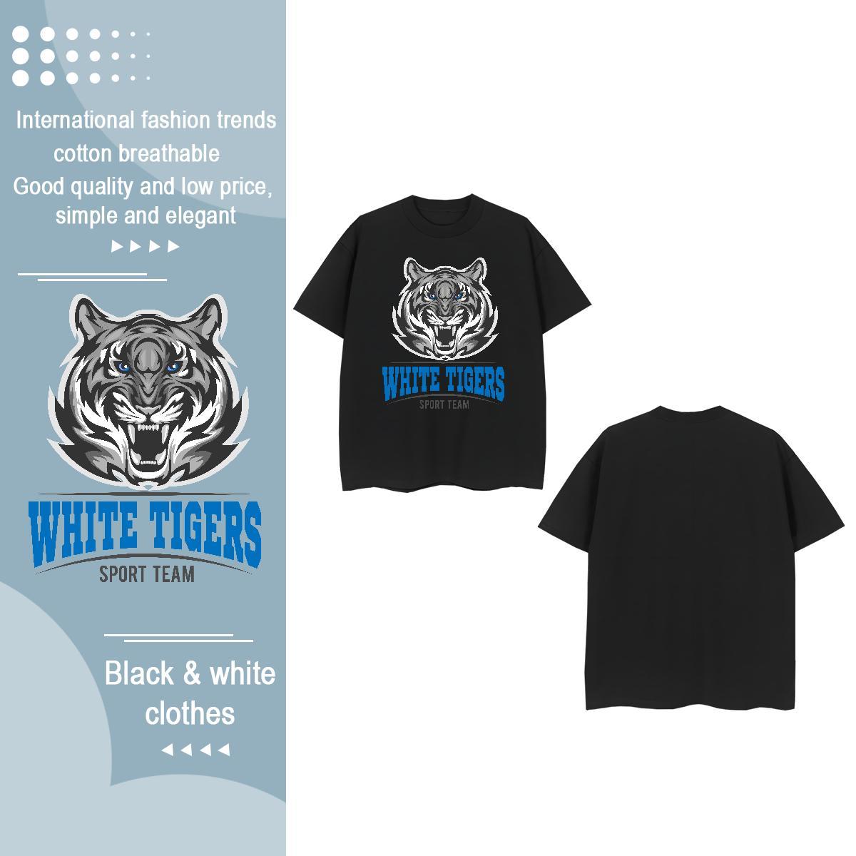 2024 Woman T Shirts Breathable 230g Pure Cotton Women Tshirts Cartoon Floral Printing tiger Casual Sport Wholesale Tee Shirt