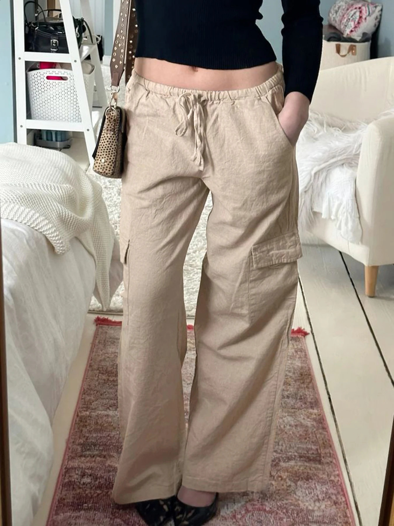 Cuteandpsycho Streetwear Joggers Chic Cargo Pants Drawstring Solid Fashion Wide Leg Trousers Casual Basic Y2K Womens Bottoms 240821