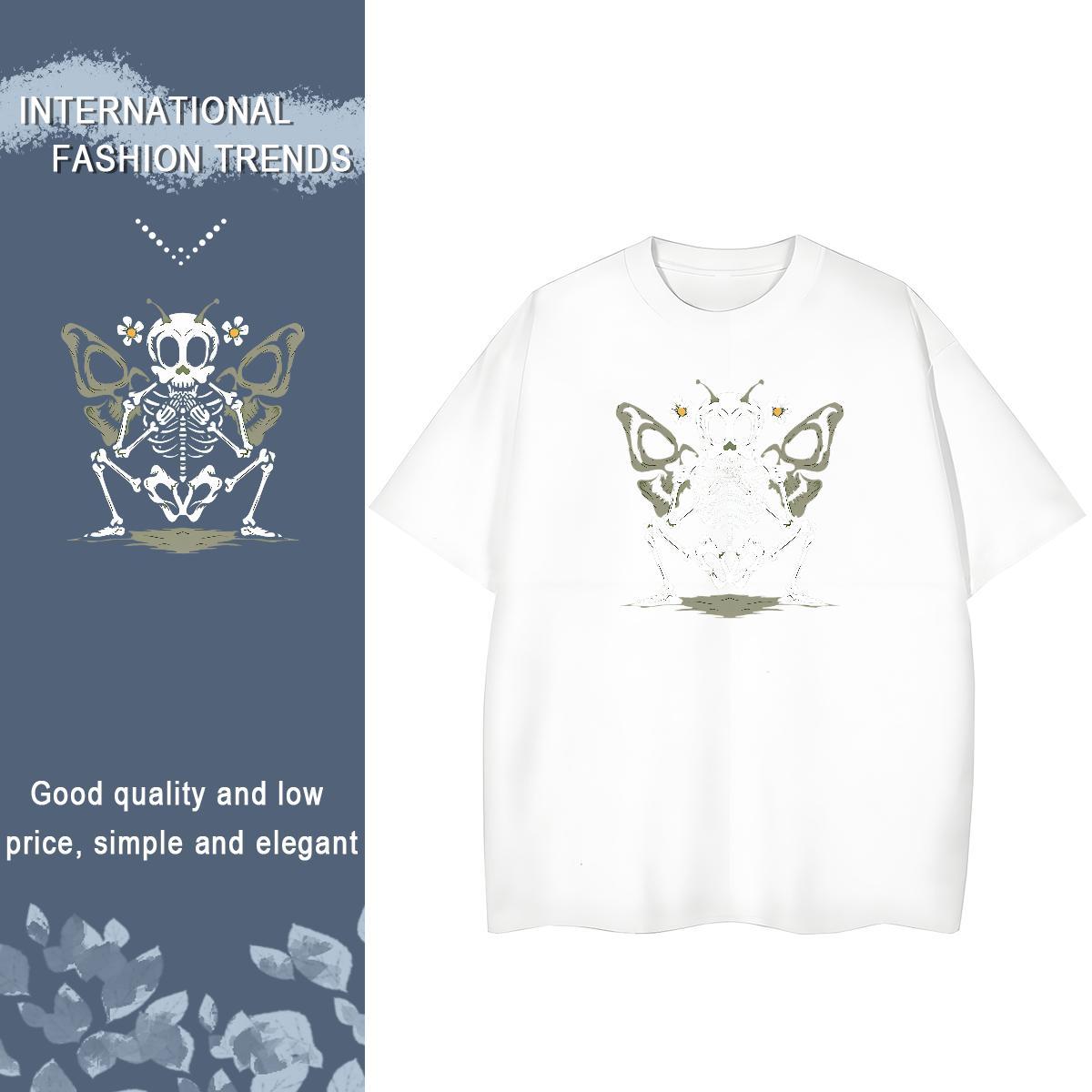 TOP Quality T-Shirts 100% Cotton 230g Breathable Soft High Street Hip Hop skull Unisex Tshirts Designer Nice DIY Printed Top Tees