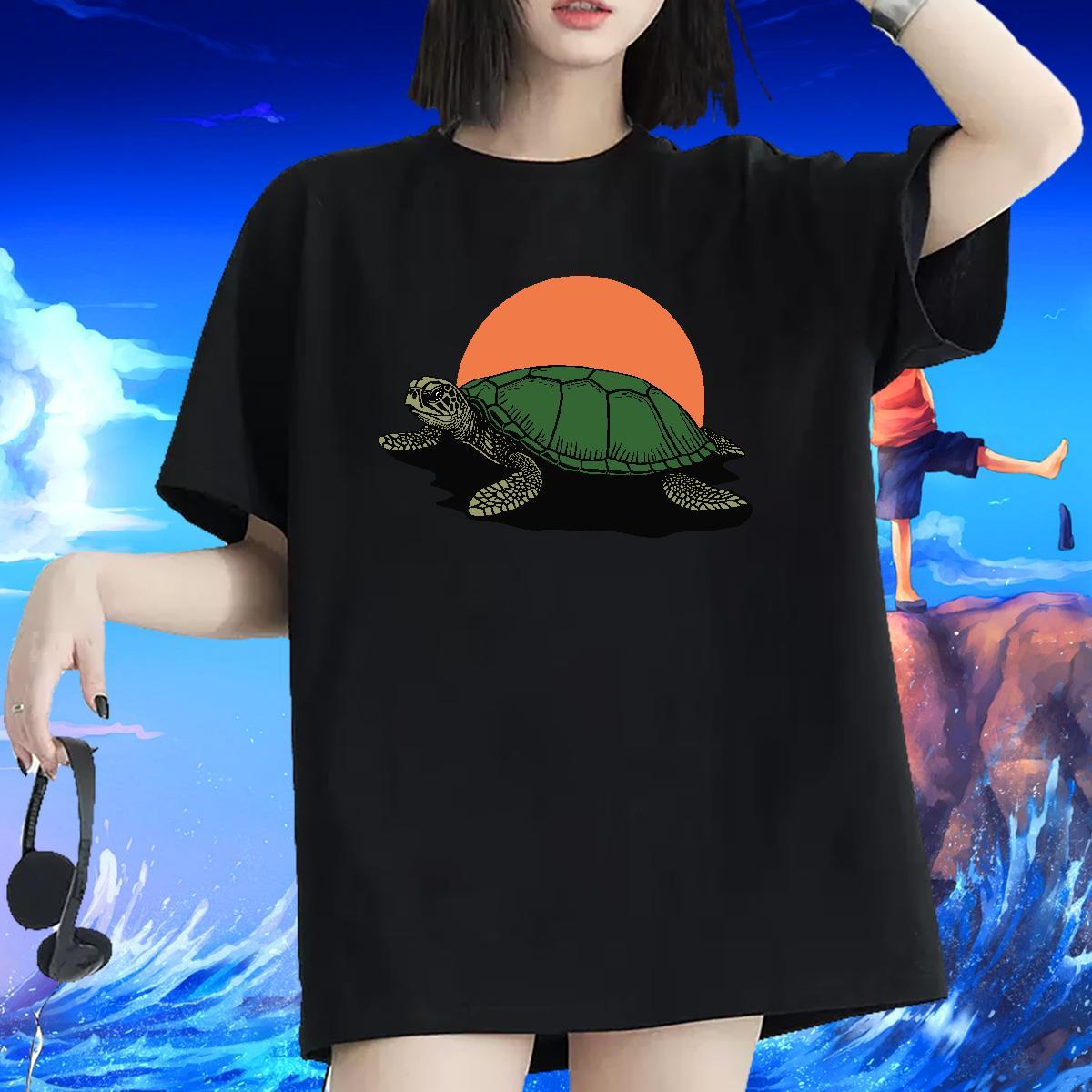 Factory Direct T shirt Crew Neck 100% Cotton 230g Womens Tshirts DIY Anime Printed tortoise Summer Casual Unisex Tops