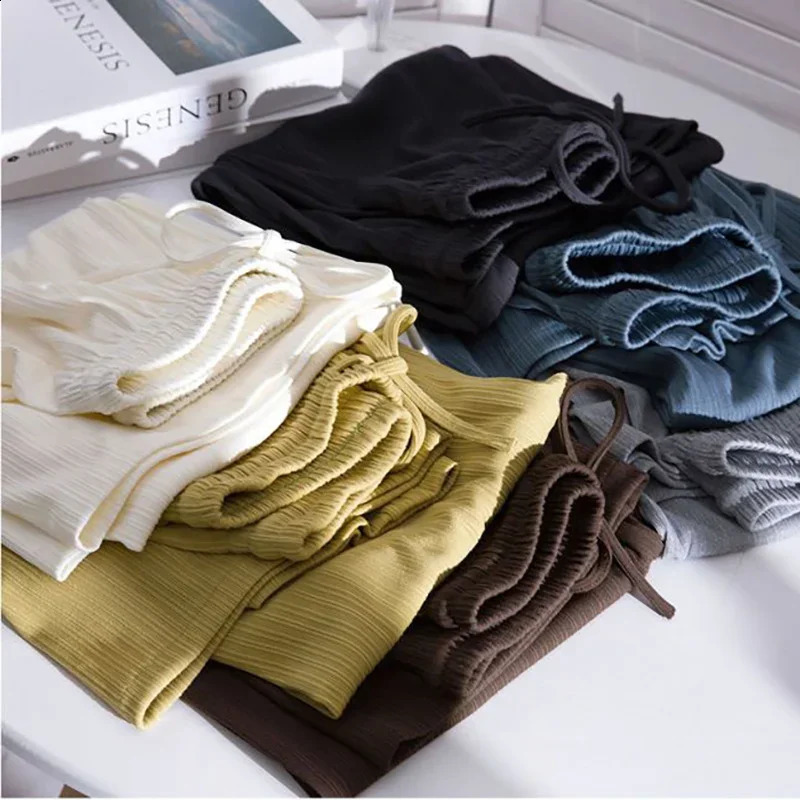 Purple Ice Silk Wide Leg Pants Womens Summer Thin Section Baggy Korean Style High Waist Straight Casual Trousers Y2k Clothes 240821