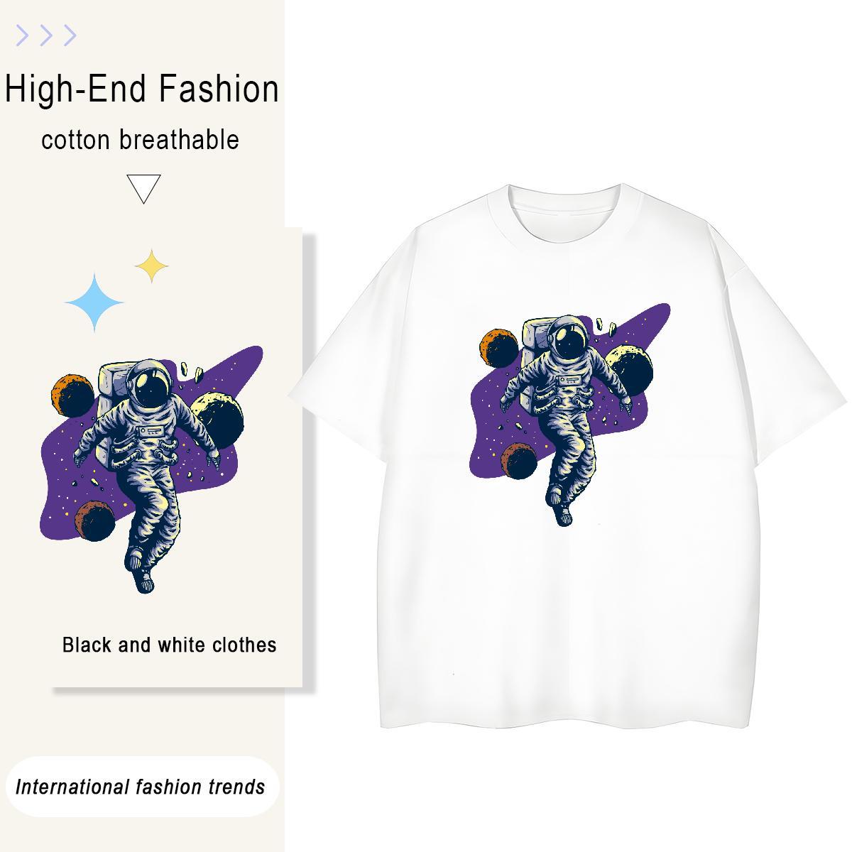 Brand Lady T shirt 230g 100% Cotton universe Sports Casual T-Shirts Breathable Black White Clothings
