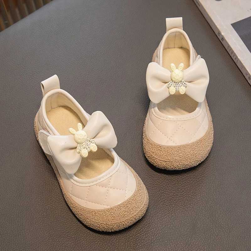 Flat shoes Girls Mary Janes Cute Flat Sewing Pu Leather Little Children Leather Shoes Pu 21-30 Hook-loop Anti-slip Lovely Kids Spring Shoe