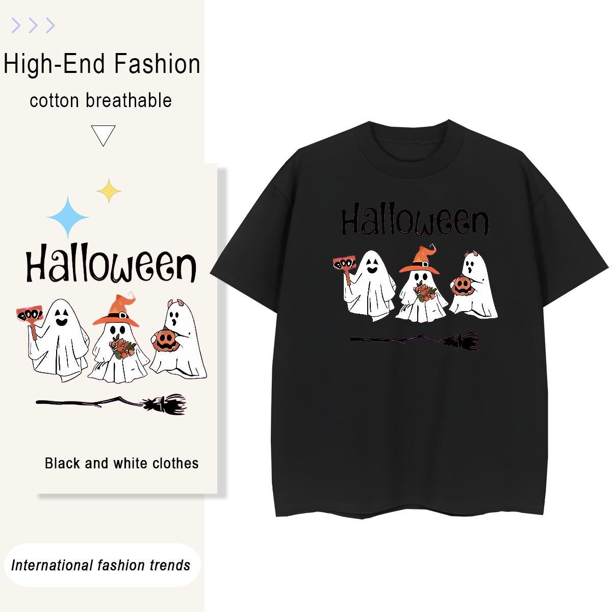 DIY T-Shirts 230g 100% Cotton Breathable Sport halloween Women Tees Designer Nice Cartoon Floral Printing Top Shirts