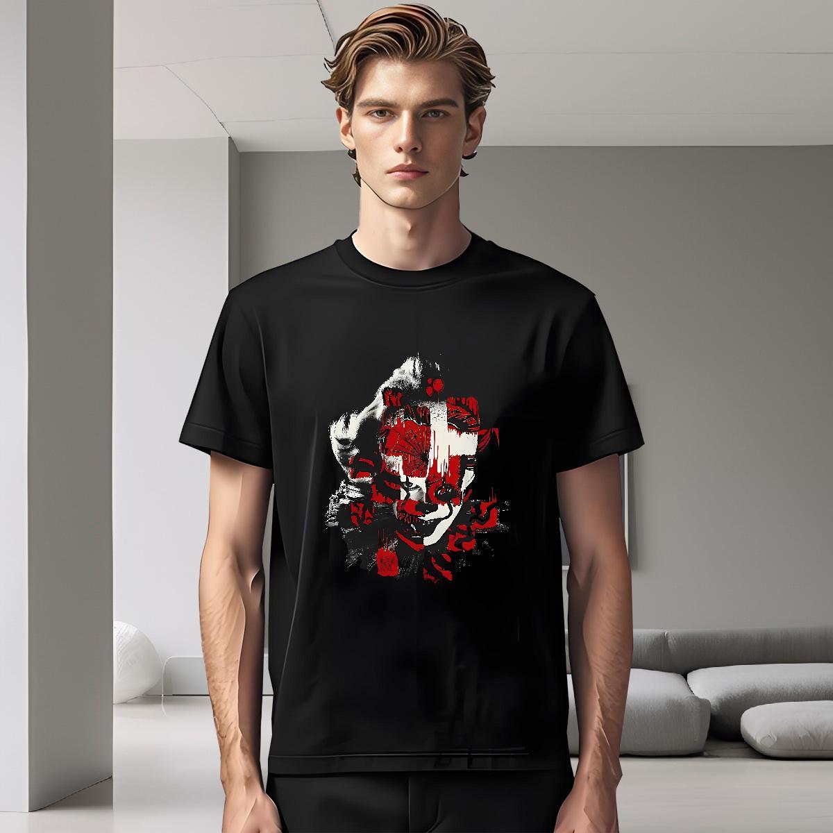 Casual New Men Tops Tees 230g Pure Cotton Sport scary Breathable Crew Neck T-Shirts TOP Quality Customized Print Tshirts