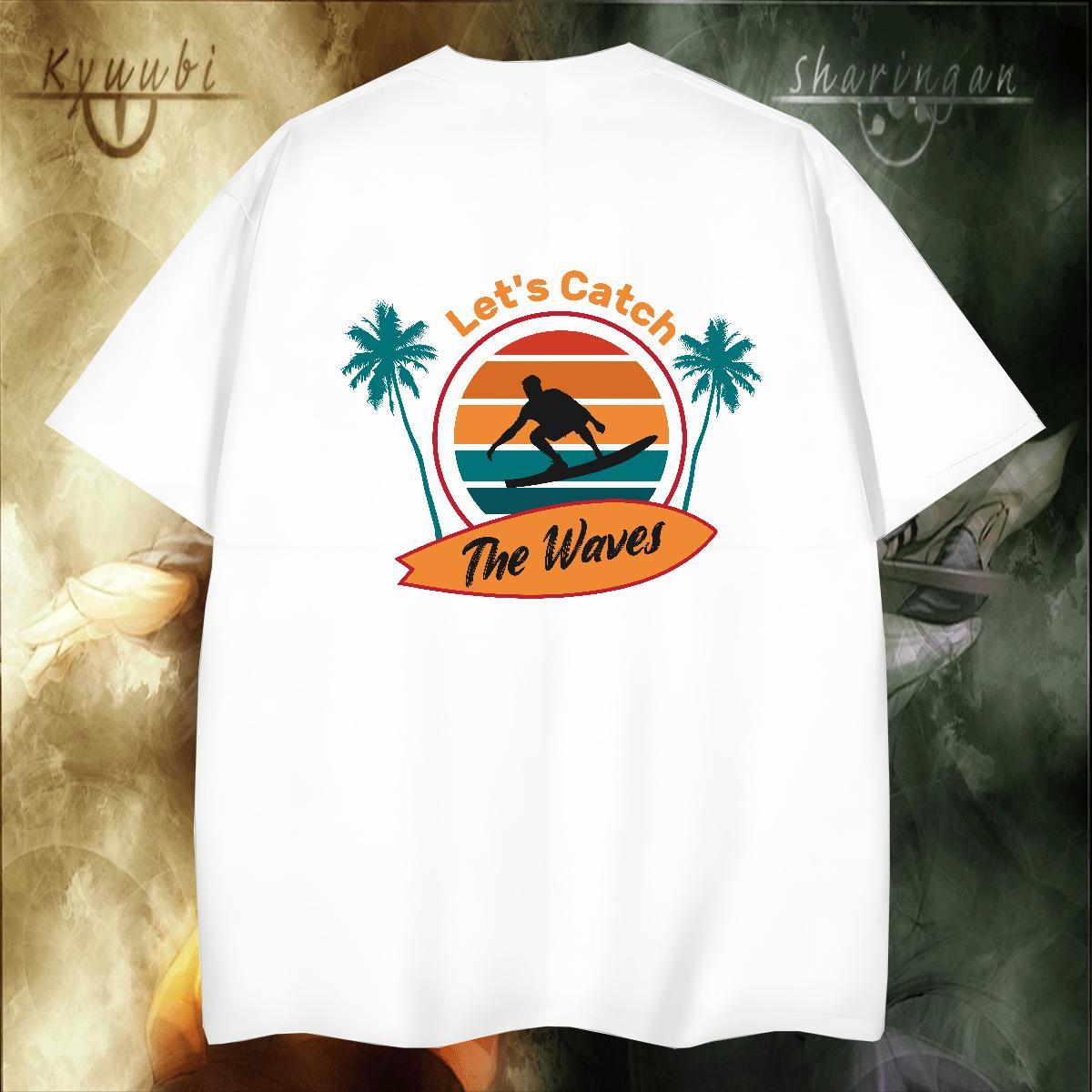 Loose Tshirt for Man Woman Sports Casual 100% Cotton 230g Graphic O Neck Short Sleeves wave T-Shirts New Clothes