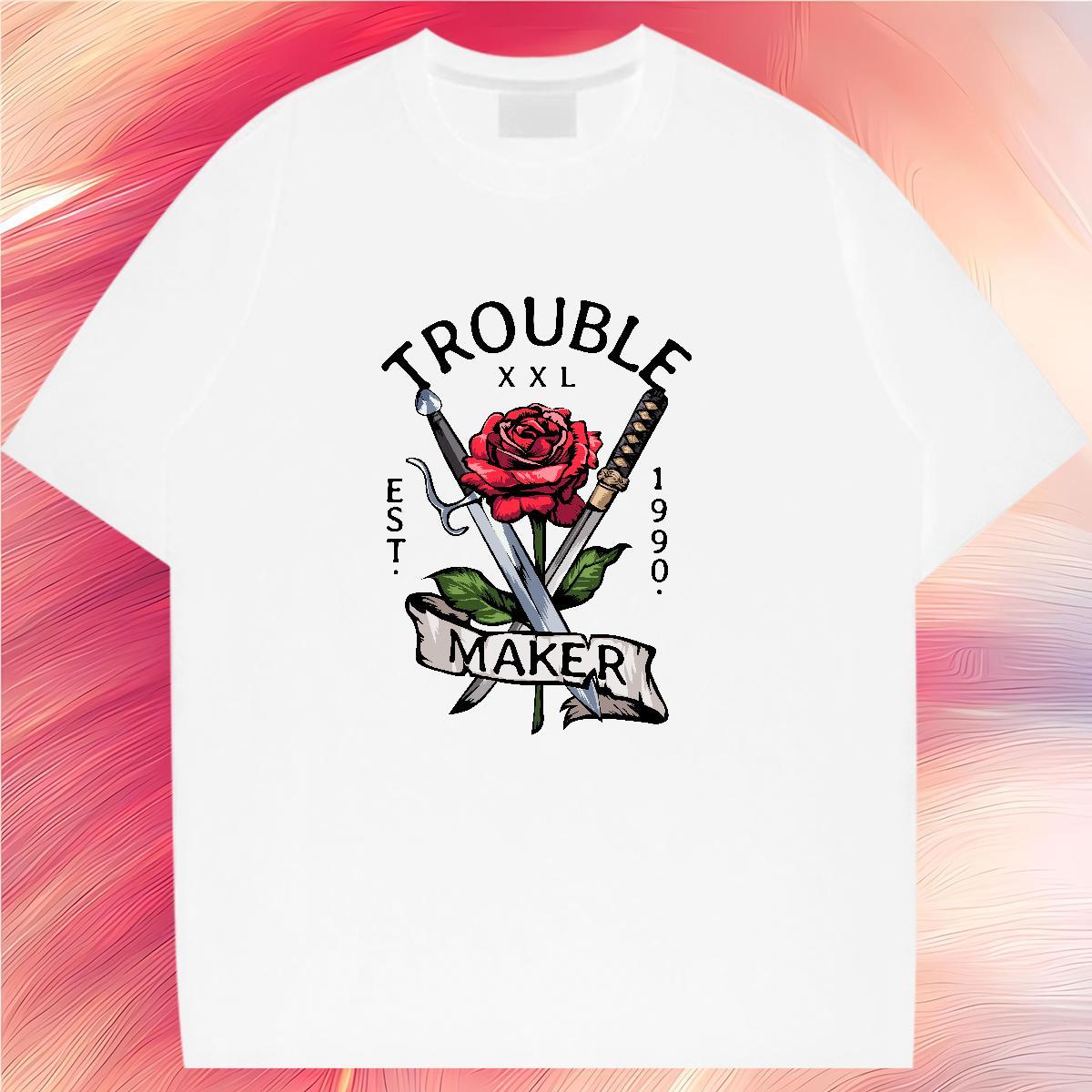 Casual New Womens T Shirts Comfortable 100% Cotton 230g Lady T shirt DIY Anime Printed rapier Outdoor Nice Tops
