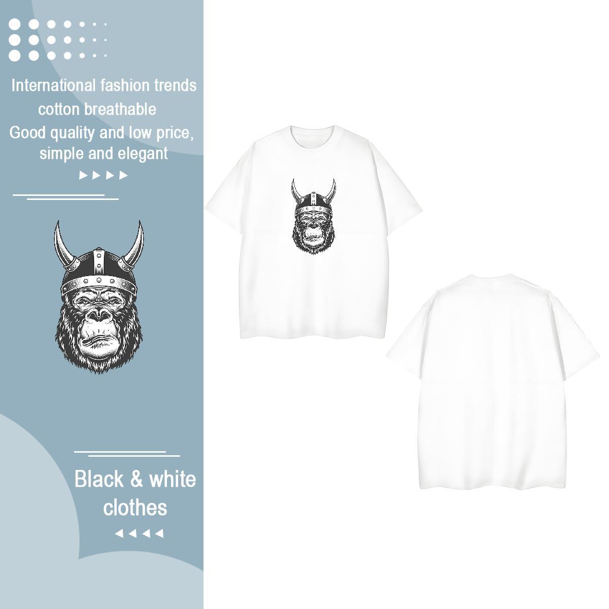 DIY Women T Shirts Comfortable 230g Cotton Lady T shirt White Plus Size chimpanzee Casual Beach Designer Tee Shirt