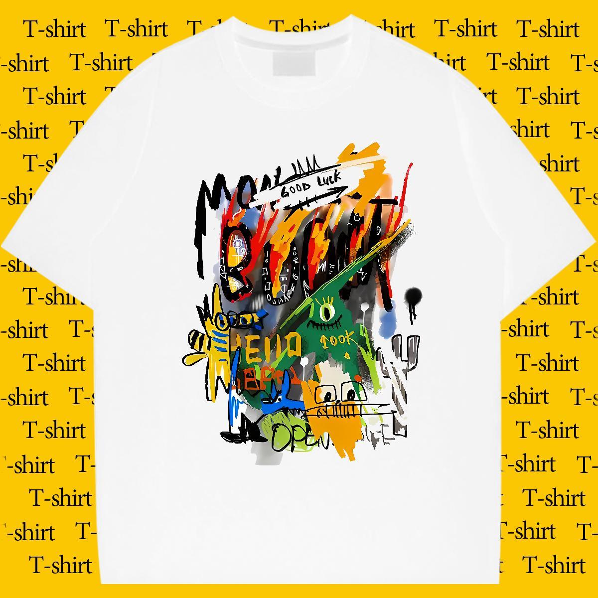 Free Shipping Tshirt for Man Woman 230g Cotton Beach graffiti Crew Neck Man T Shirts TOP Quality Graphic Tees Shirts