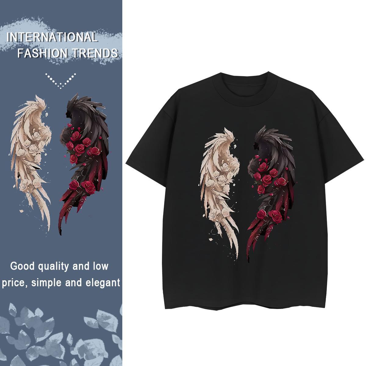 DIY wing Tshirt for Man Woman 100% Cotton 230g T-Shirts for Men Oversized High Street Hip Hop Breathable Crew Neck Popular Tee Shirt